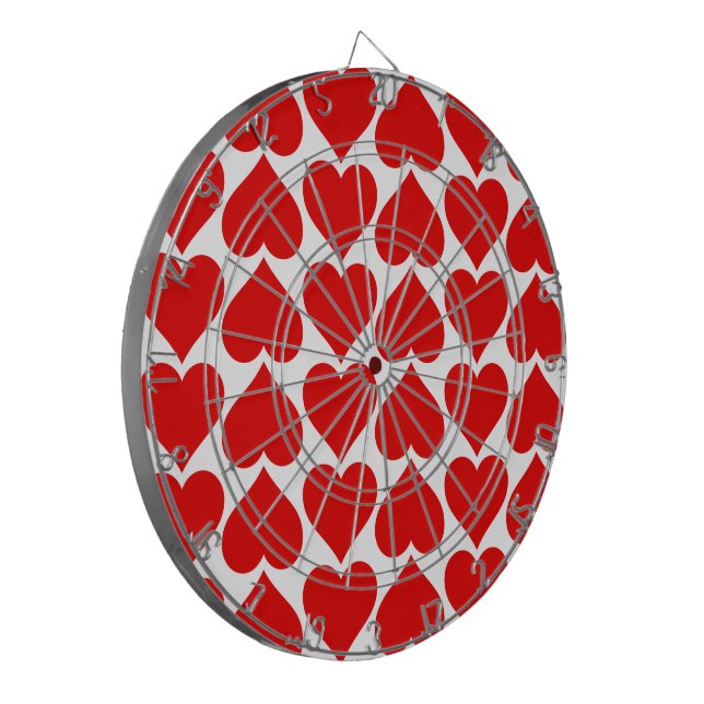 Red Hearts Pattern, Romantic, Love Dartboard (Front Left)
