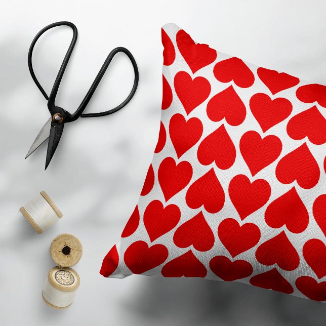 Red Hearts Pattern, Romantic, Love Decorative Cushion (Creator Uploaded)