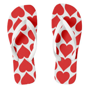 Red Hearts Pattern, Romantic, Love Jandals