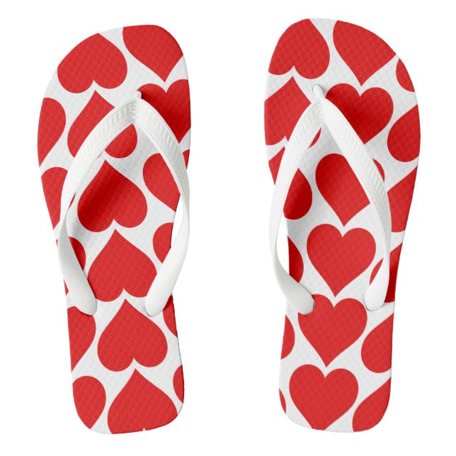 Red Hearts Pattern, Romantic, Love Jandals (Footbed)
