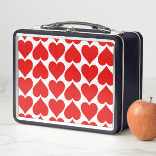 Red Hearts Pattern, Romantic, Love Metal Lunch Box