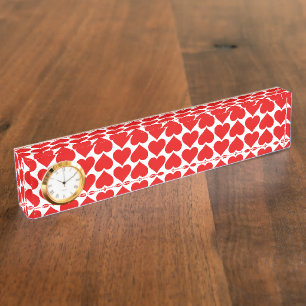 Red Hearts Pattern, Romantic, Love Nameplate
