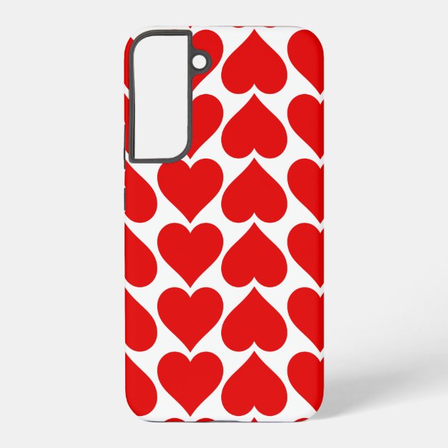 Red Hearts Pattern, Romantic, Love Samsung Galaxy S22+ Case (Back)