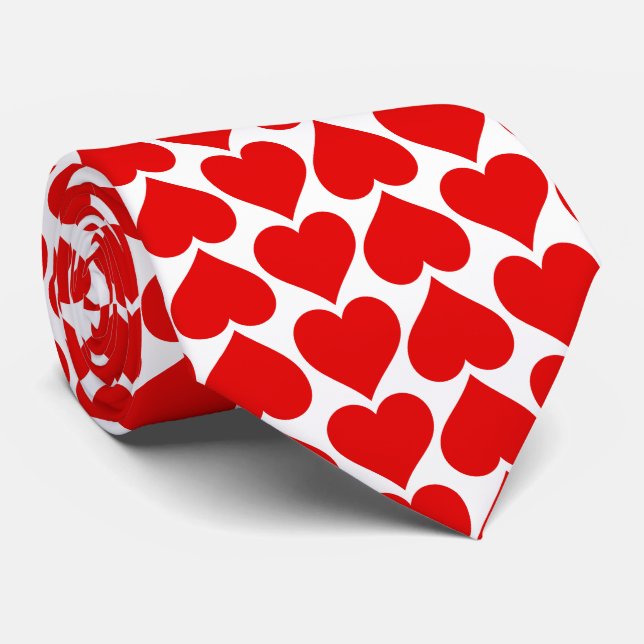 Red Hearts Pattern, Romantic, Love Tie (Rolled)
