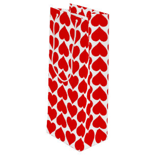 Red Hearts Pattern, Romantic, Love Wine Gift Bag