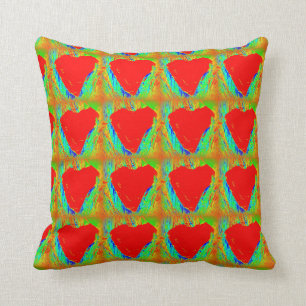 red hearts pattern throw pillow