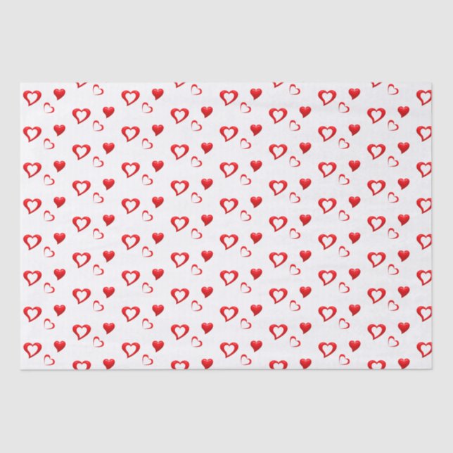 Red Hearts Pattern | Valentine Love Tissue Paper (Front)
