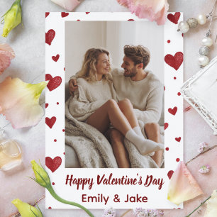 Red Hearts Pattern Valentine's Day Custom Card