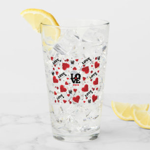 Red Hearts Pattern Valentine's Day Glass