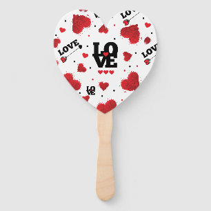 Red Hearts Pattern Valentine's Day Hand Fan