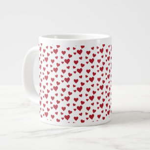 Red Hearts Pattern Valentine's Day Large Coffee Mug