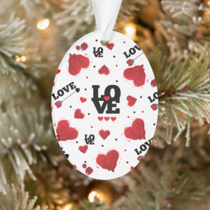 Red Hearts Pattern Valentine's Day Ornament