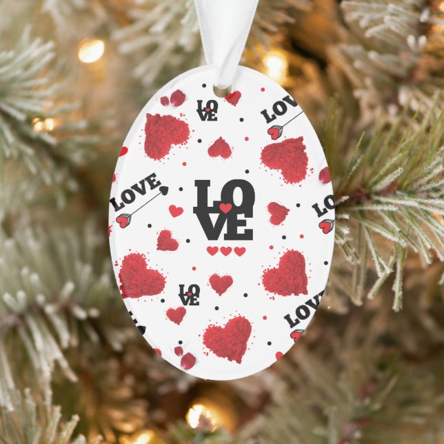 Red Hearts Pattern Valentine's Day Ornament (Tree)