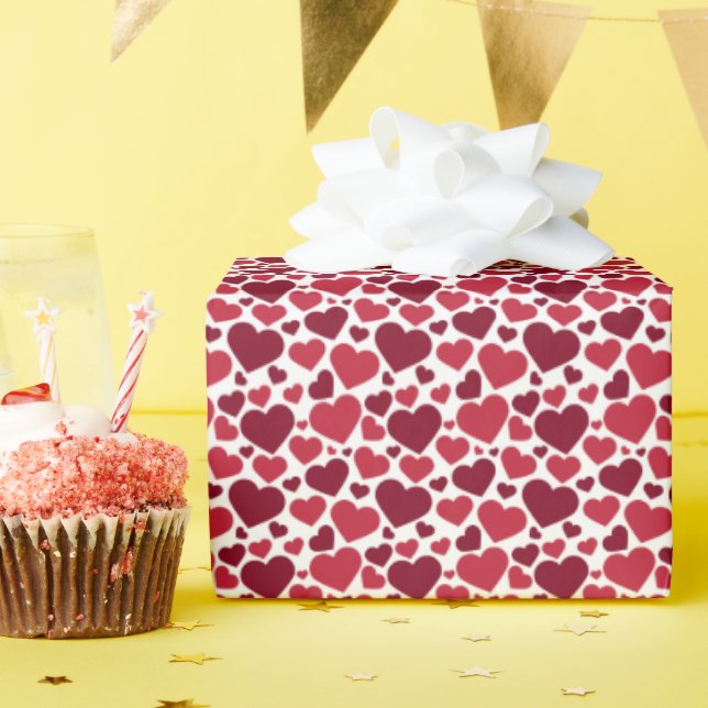 Red Hearts Pattern Wrapping Paper (Birthday Party)