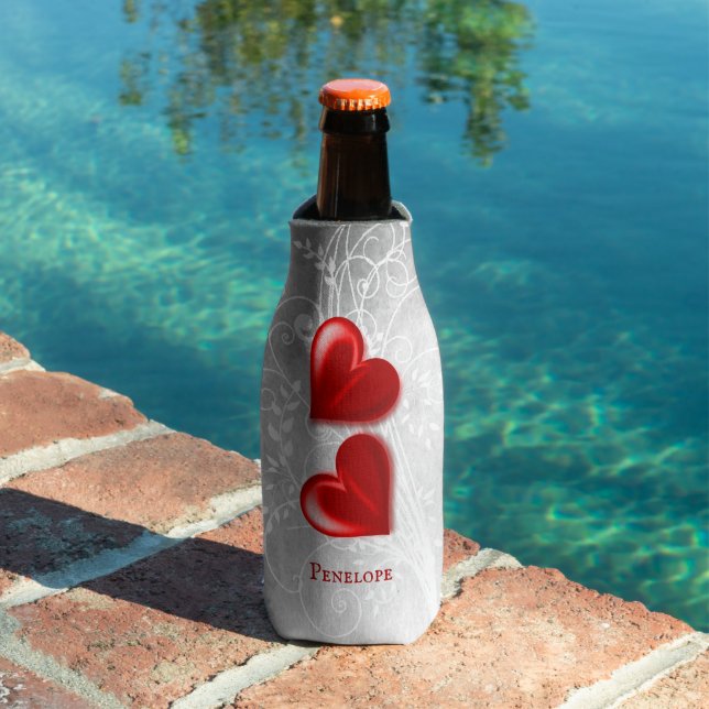 Red Hearts Personalised Bottle Cooler (In Situ Pool)