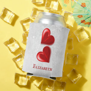 Red Hearts Personalised Can Cooler