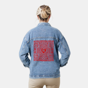 Red Hearts Personalised Initial Design Denim Jacket