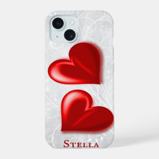 Red Hearts Personalised iPhone 15 Case