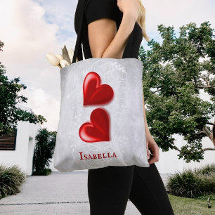 Red Hearts Personalised Tote Bag