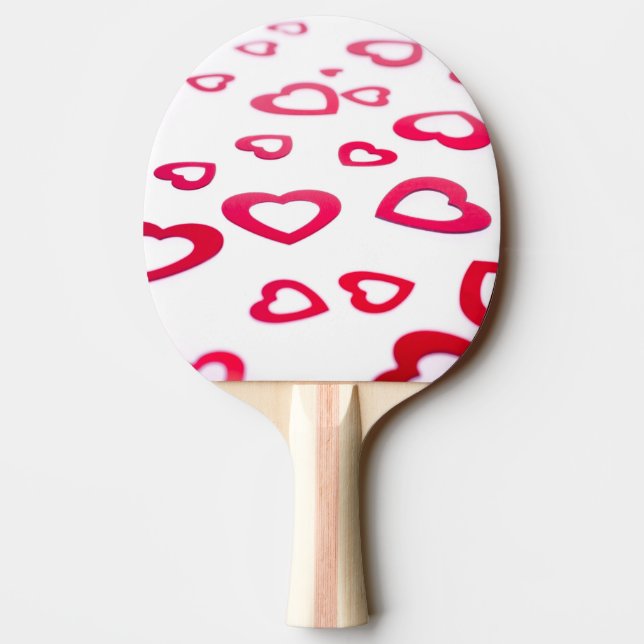 Red hearts ping pong paddle (Back)