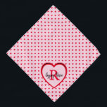 Red Hearts Pink Personalised Pet Name Dog Bandanna<br><div class="desc">Pretty red hearts,  sprinkled over a pink canvas,  finished with a large heart showcasing your pet's monogram and name. Text styles,  sizes and colours can be changed,  using the edit menu. You can also change the background colour in the edit menu.</div>