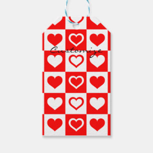 Red Hearts Plaid Pattern Thunder_Cove Gift Tags
