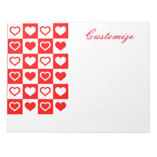 Red Hearts Plaid Pattern Thunder_Cove Notepad