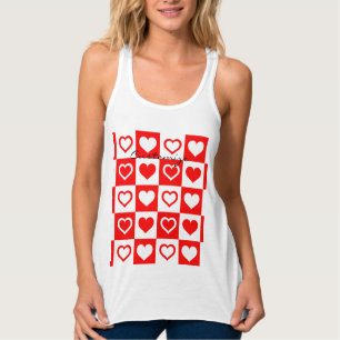 Red Hearts Plaid Pattern Thunder_Cove  Singlet