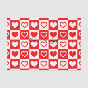 Red Hearts Plaid Pattern Thunder_Cove Tissue Paper