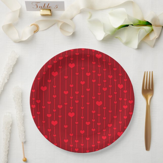 Red Hearts popular pattern Paper Plate (Wedding)