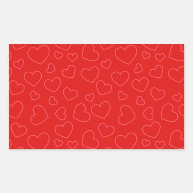 Red Hearts Rectangular Sticker (Front)