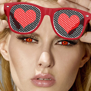 Red Hearts retro Shades / Fun Party Sunglasses