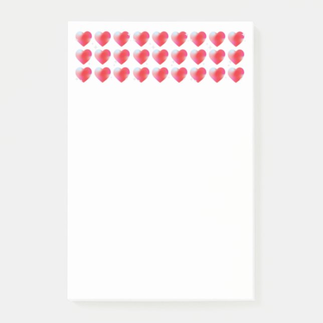 Red hearts romantic love, valentine's day post-it notes (Front)