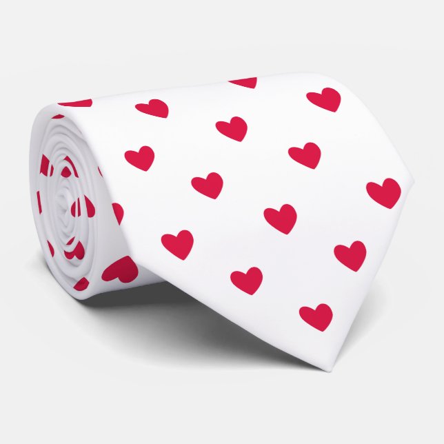 Red Hearts Romantic Seamless Pattern  Tie (Rolled)