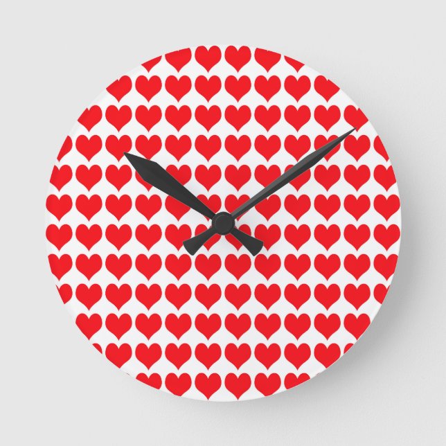 Red Hearts Round Clock (Front)