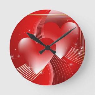 Red Hearts Round Clock