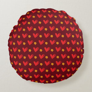 red hearts round cushion
