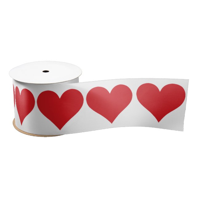 Red Hearts Satin Ribbon (Spool)