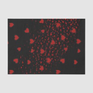 Red Hearts Scattered/ Black Tissue Paper