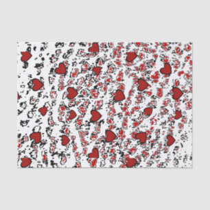 Red Hearts Scattered/ White Tissue Paper
