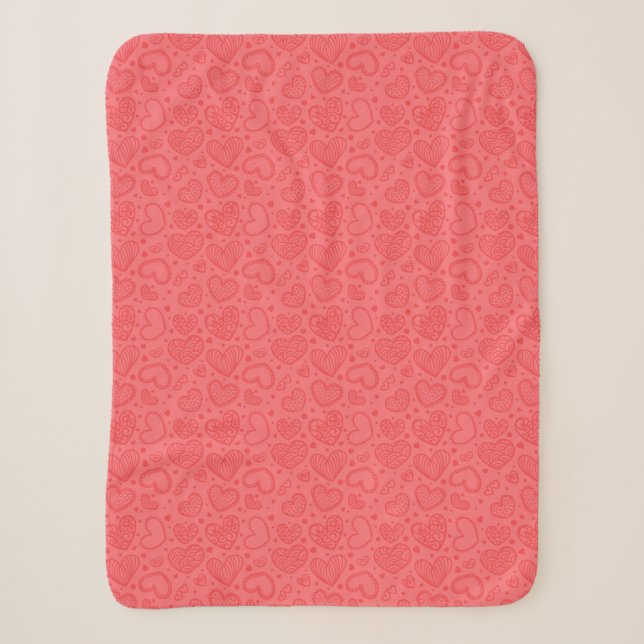 Red Hearts Sherpa Blanket (Front)