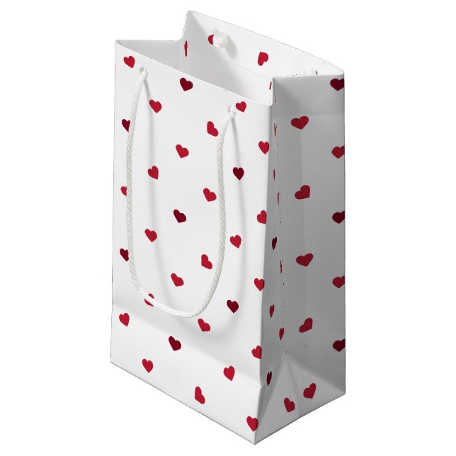 Red Hearts Small Gift Bag (Front Angled)