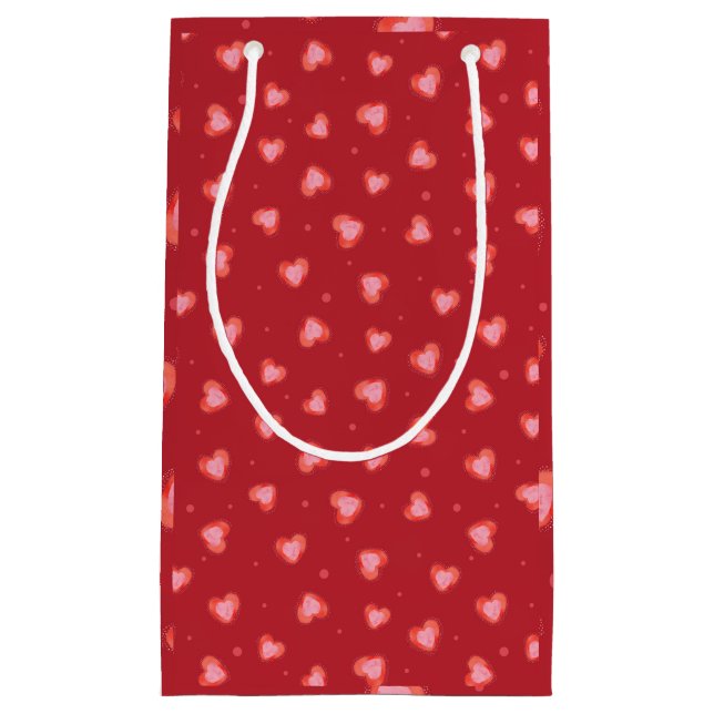 Red hearts  small gift bag (Front)