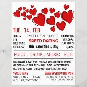 Red Hearts, Speed Dating Event Advertising Flyer