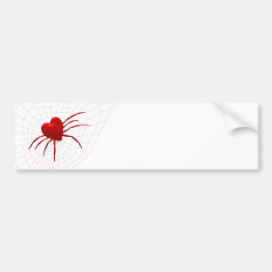 Red Hearts Spider Bumper Sticker