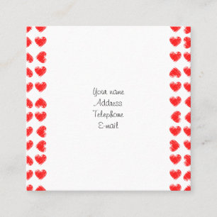 Red hearts square business card