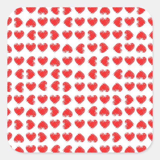 Red hearts square sticker (Front)