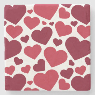 Red Hearts Stone Coaster