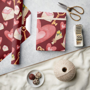 Red Hearts Style Wrapping Paper