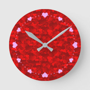Red Hearts Texture Pattern-11909 Round Clock